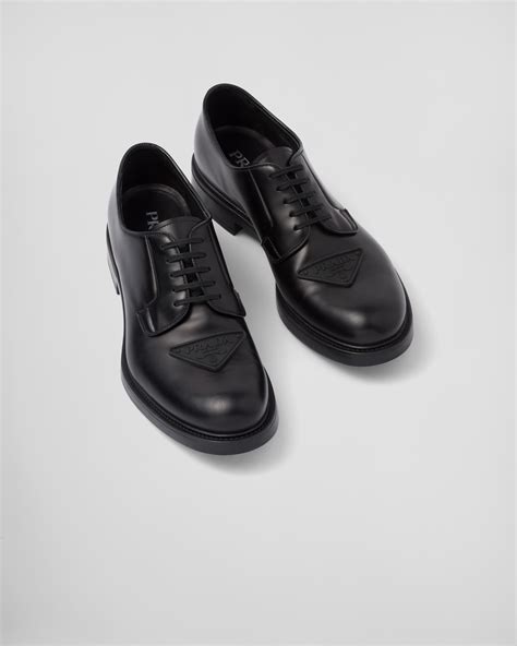 prada linea rossa brogue boot|Black Brushed Leather Derby Brogue Shoes .